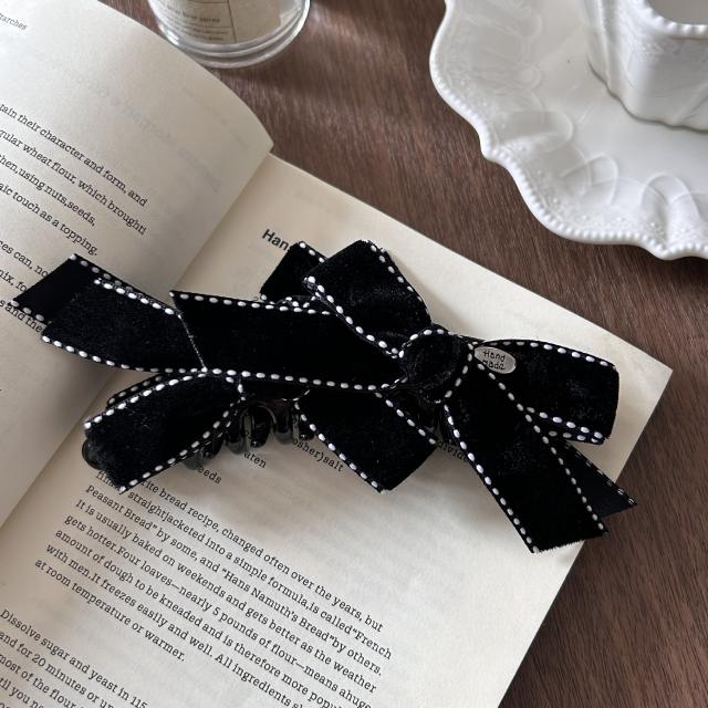 Vintage channel style bow women hair clips headband set
