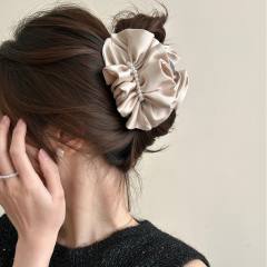Korean fashion stain material pearl bead inlaid hair claw clips for women