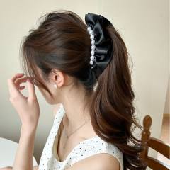 Elegant pearl bead inlaid satin banana hair clips hair claw clips