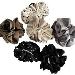 Korean fashion stain material pearl bead inlaid hair claw clips for women