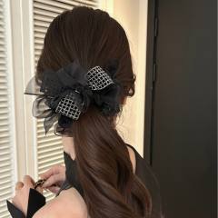 Korean fashion elegant black mesh hair claw clips scrunchies