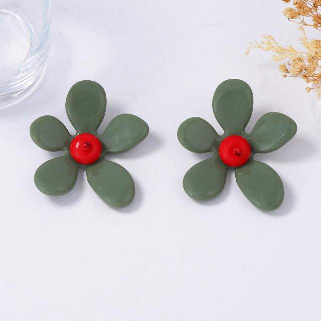 Easy match big size flower earrings