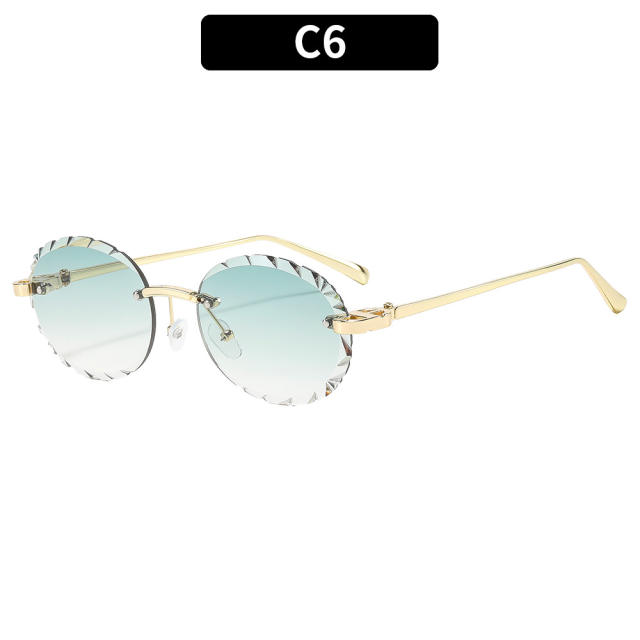 Vintage oval shape rimless women men sunglasses
