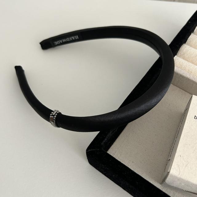Simple satin material diamond inlaid headband for women