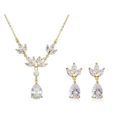 Bridal jewelry women's necklace earrings suit diamond necklace earrings set