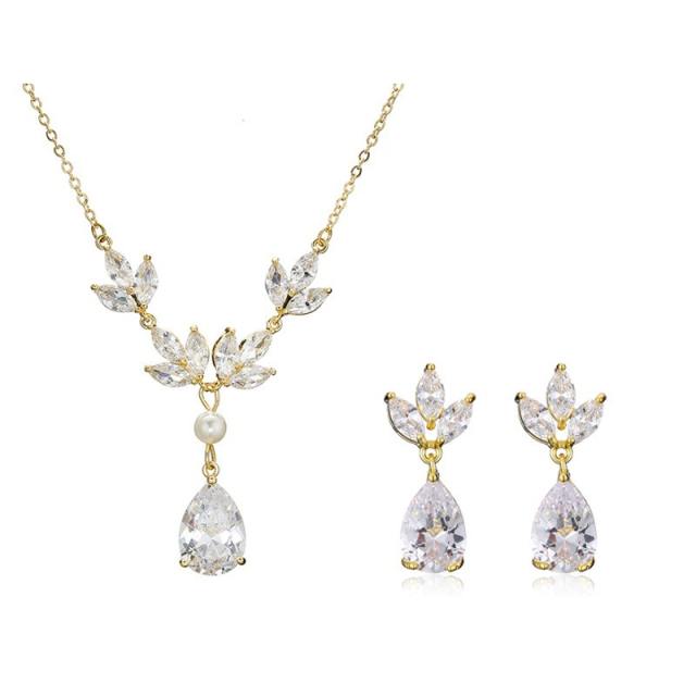 Bridal jewelry women's necklace earrings suit diamond necklace earrings set