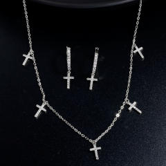 Water Drop Zircon Necklace Earrings Set  Exquisite Light Luxury Simple jewelry set