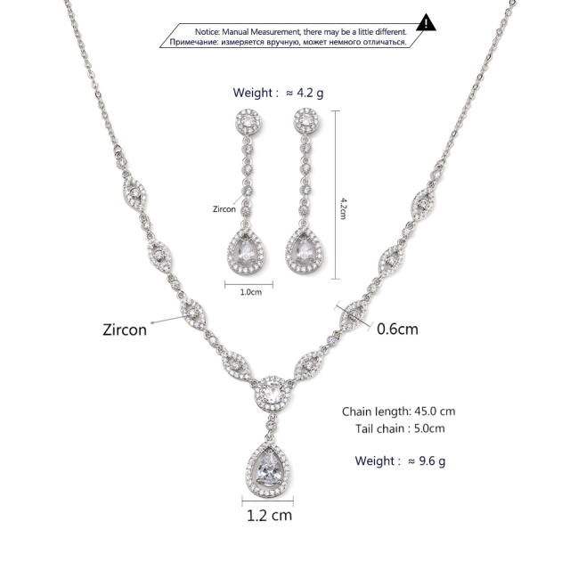 Hot sale Water Drop Stone Three-piece Set Female Fine Jewelry Accessories Wholesale