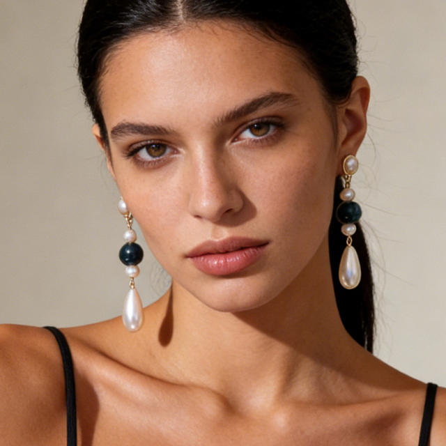 French trend imitation drop pearl dangle earrings for women