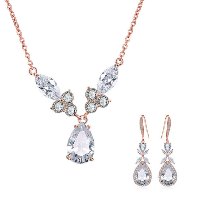 Bridal jewelry women's necklace earrings suit diamond necklace earrings set