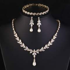 Classic Water Drop Zircon Bridal Wedding Accessories Jewelry Earrings Necklace Bracelet Wedding Dress Suit