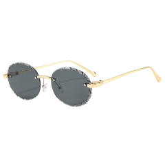 Vintage oval shape rimless women men sunglasses