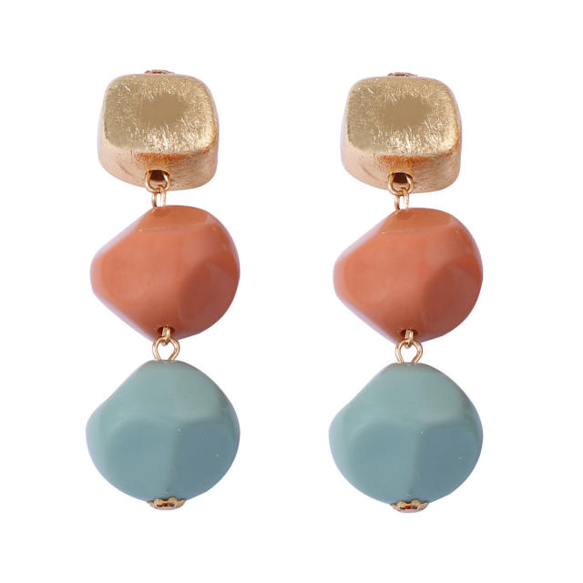 Korean fashion fresh color geometric square dangel earrings for women