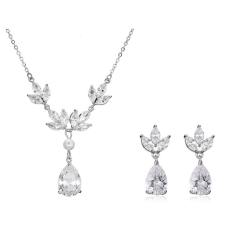 Bridal jewelry women's necklace earrings suit diamond necklace earrings set