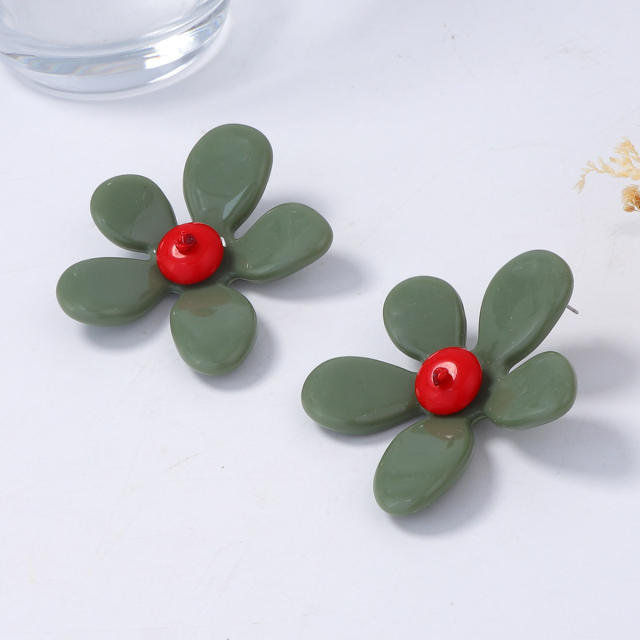 Easy match big size flower earrings