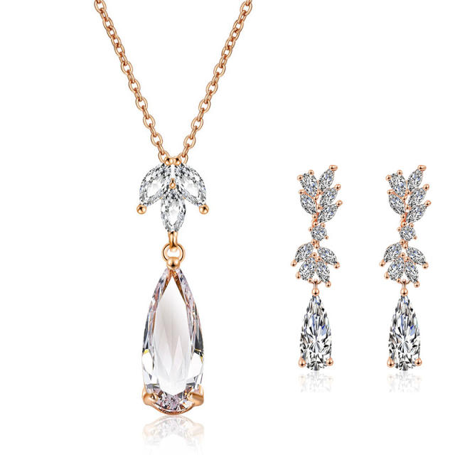 Bridal jewelry women's necklace earrings suit diamond necklace earrings set