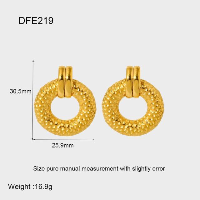 18K geometric square star leaf easy match stainless steel earrings studs