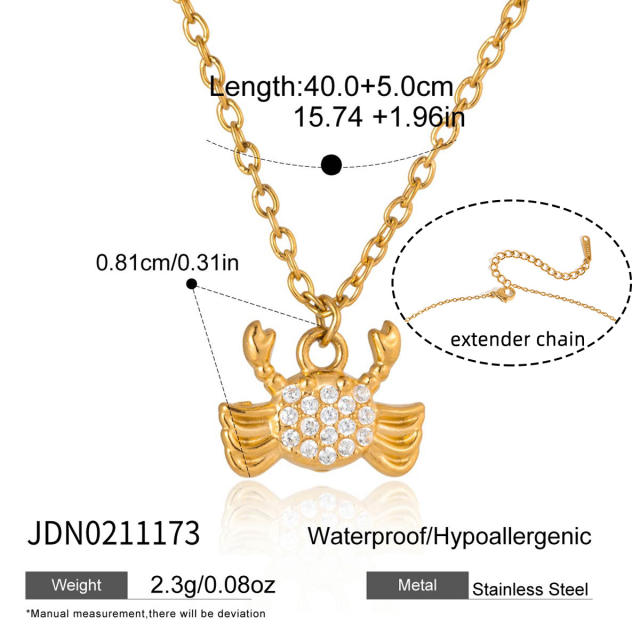 18KG holiday styel full diamond shell seahorse stainless steel necklace bracelet set