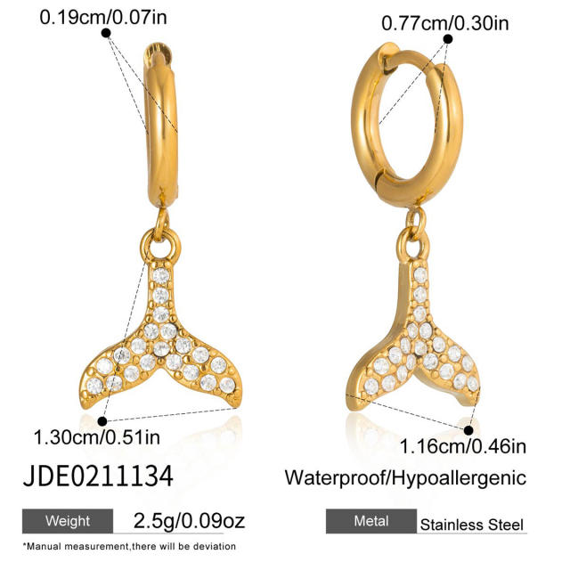 18KG holiday styel full diamond shell seahorse stainless steel necklace bracelet set