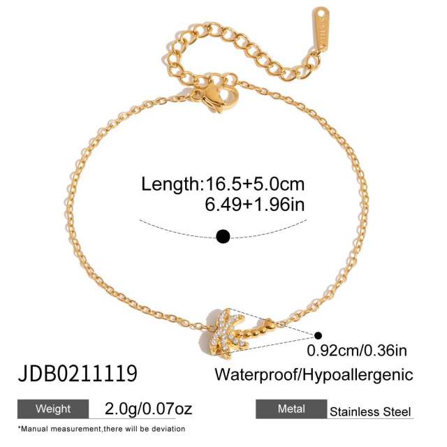 18KG holiday styel full diamond shell seahorse stainless steel necklace bracelet set