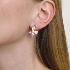 Elegant diamond flower butterfly shape stainless steel studs earrings