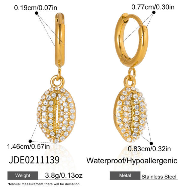 18KG holiday styel full diamond shell seahorse stainless steel necklace bracelet set