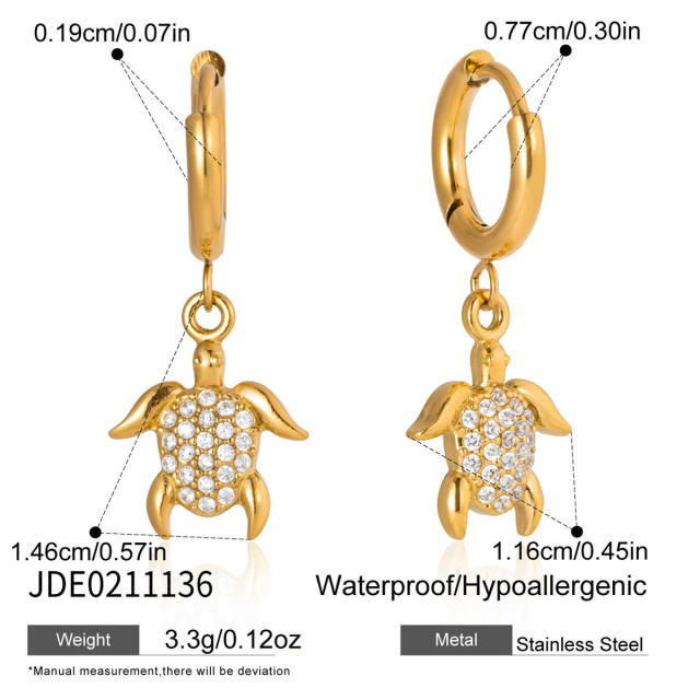 18KG holiday styel full diamond shell seahorse stainless steel necklace bracelet set