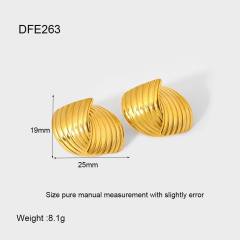 18KG striped pattern geometric heart stainless steel earrings studs