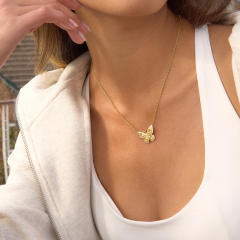 Hot sale diamond butterfly stainless steel necklace