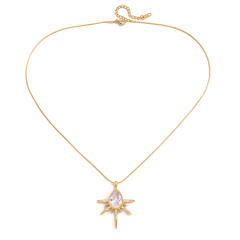 Classic diamond drop sunshine pendant stainless steel necklace