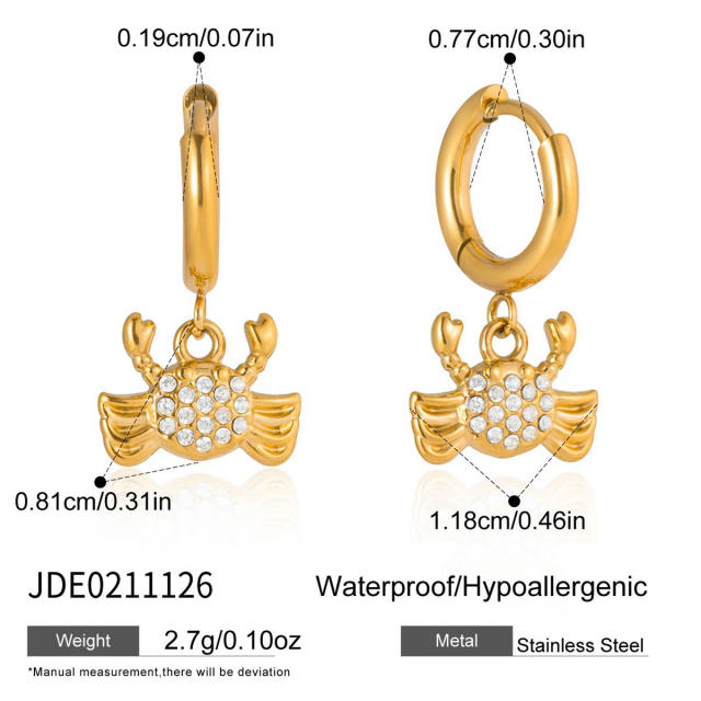 18KG holiday styel full diamond shell seahorse stainless steel necklace bracelet set