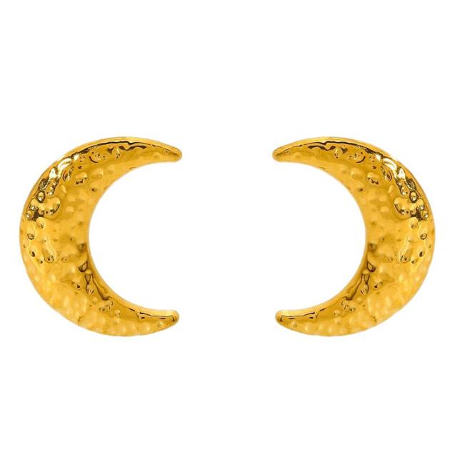 18K geometric square star leaf easy match stainless steel earrings studs