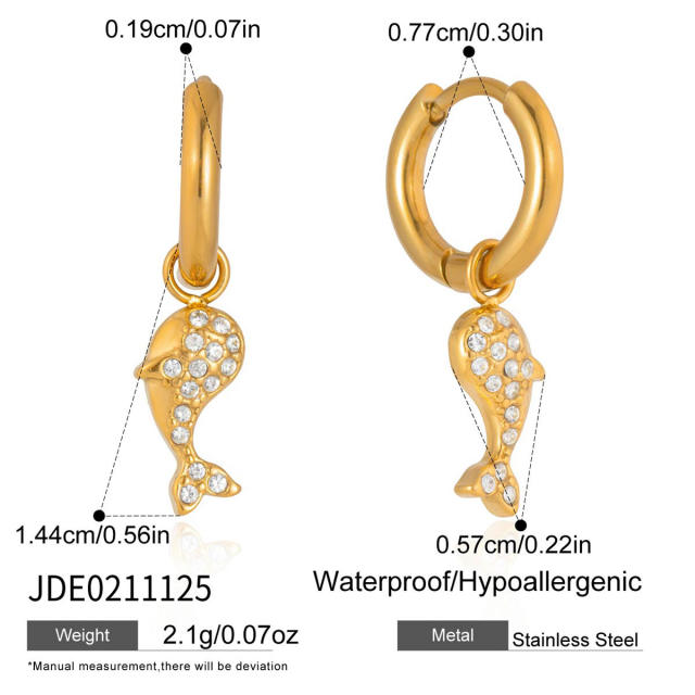 18KG holiday styel full diamond shell seahorse stainless steel necklace bracelet set