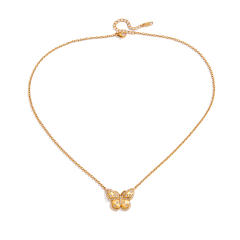 Hot sale diamond butterfly stainless steel necklace
