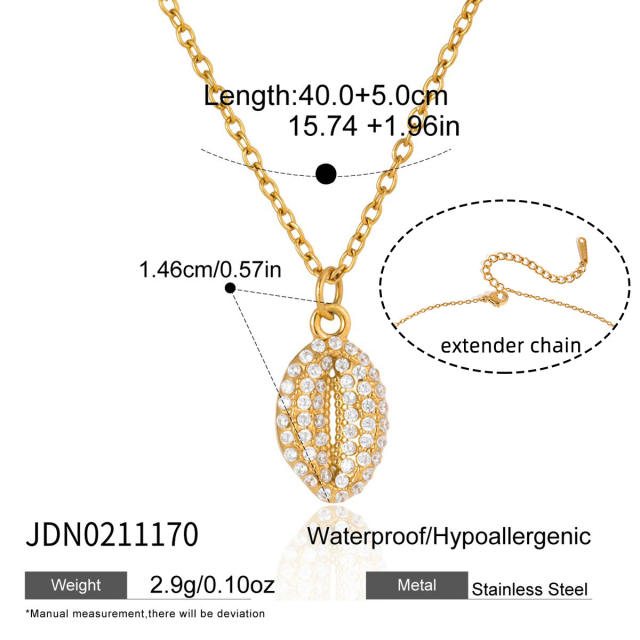18KG holiday styel full diamond shell seahorse stainless steel necklace bracelet set
