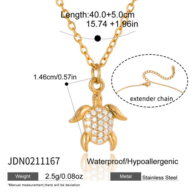 18KG holiday styel full diamond shell seahorse stainless steel necklace bracelet set