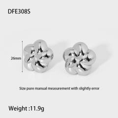 18K geometric square star leaf easy match stainless steel earrings studs