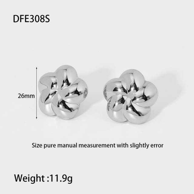 18K geometric square star leaf easy match stainless steel earrings studs