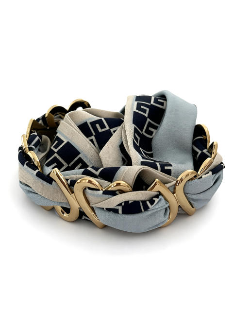 Retro Colorful Silk Scarf Bracelet Flower Irregular Gold Bracelet Female Personalized Stainless Steel Bracelet