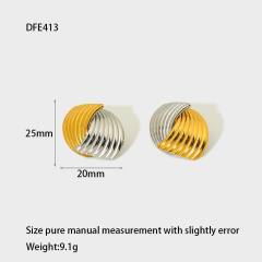 18KG striped pattern geometric heart stainless steel earrings studs