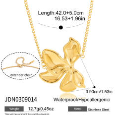 Elegant gold color leaf design stainless steel necklace bangle earrings set