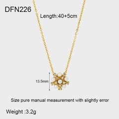 Elegant pearl bead inlaid star bow dainty stainless steel necklace earrings