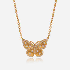 Hot sale diamond butterfly stainless steel necklace