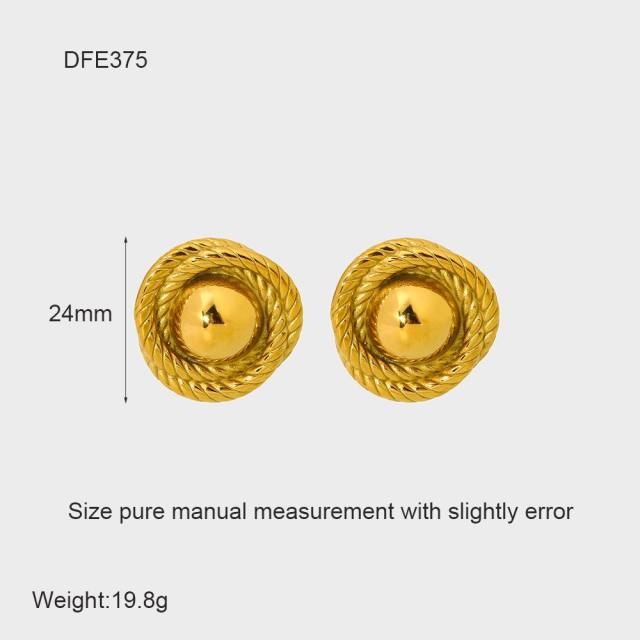 18K geometric square star leaf easy match stainless steel earrings studs