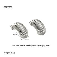18KG striped pattern geometric heart stainless steel earrings studs