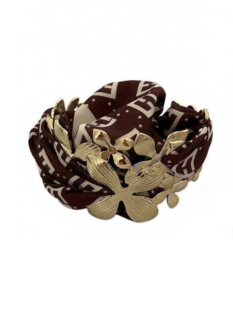 Retro Colorful Silk Scarf Bracelet Flower Irregular Gold Bracelet Female Personalized Stainless Steel Bracelet