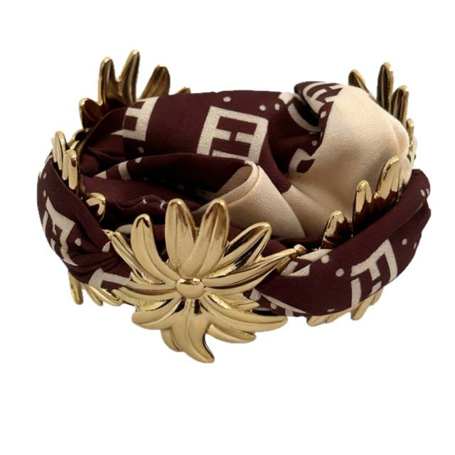 Popular Hollow Ring Stainless Steel Bracelet Flower Copper Coin Bohemian Silk Scarf Wrapped Hand Jewelry Set