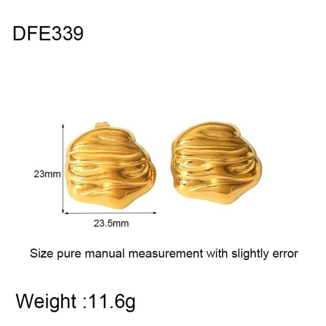 18K geometric square star leaf easy match stainless steel earrings studs