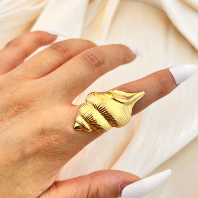 Stainless steel ring light luxury  holiday style conch rings