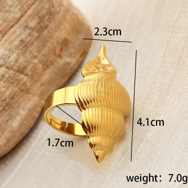 Stainless steel ring light luxury  holiday style conch rings